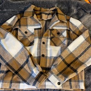 Cropped flannel shacket